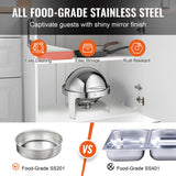 Food Storage: VEVOR Roll Top Chafing Dish Buffet Set, 5.5L 2 Pack, Stainless Steel Chafer with 2 Full Size Pans, Round Catering Warmer Server with Lid Water Pan Stand Fuel Holder, for at Least 5 People Each