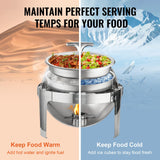 Food Storage: VEVOR Roll Top Chafing Dish Buffet Set, 5.5L 2 Pack, Stainless Steel Chafer with 2 Full Size Pans, Round Catering Warmer Server with Lid Water Pan Stand Fuel Holder, for at Least 5 People Each