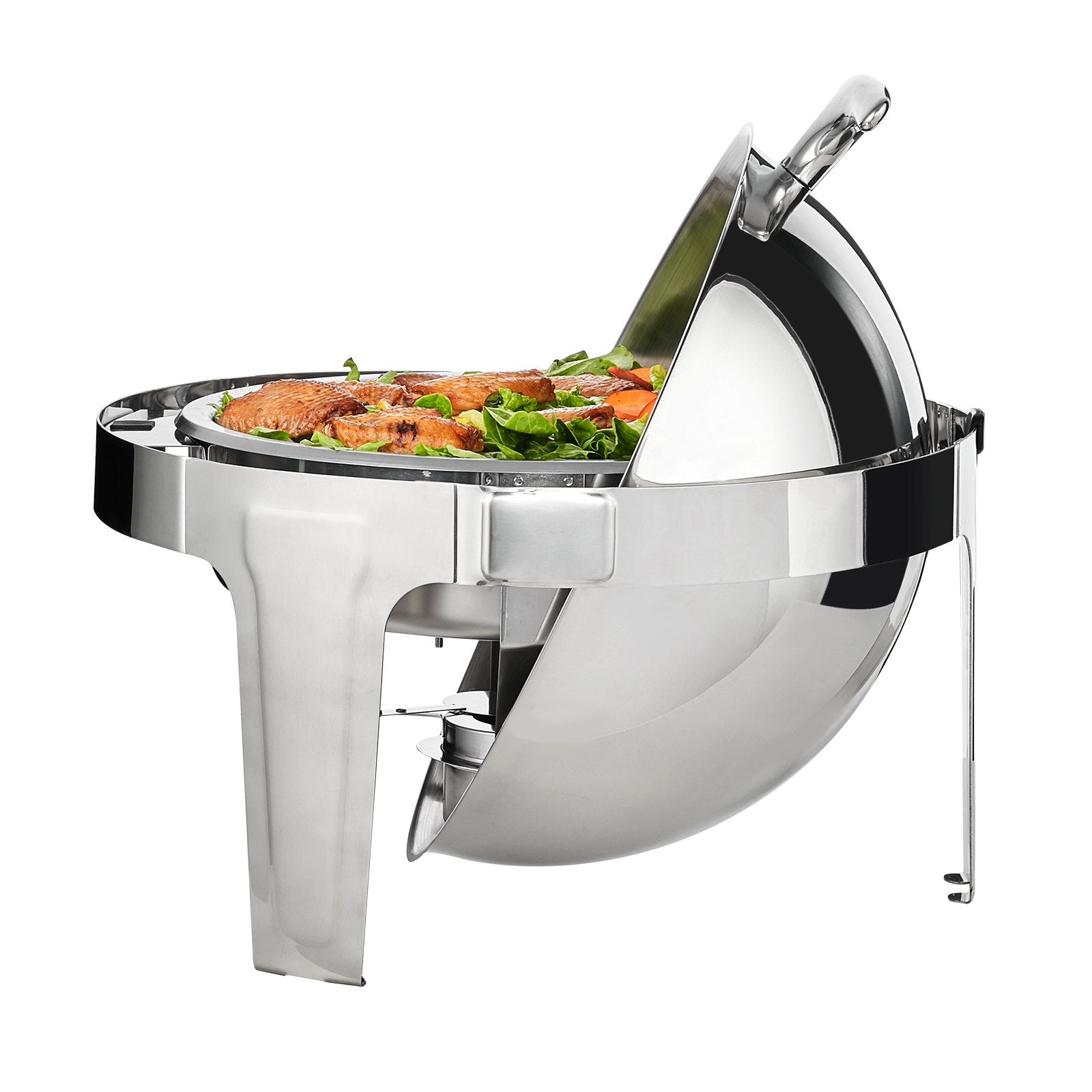 Food Storage: VEVOR Roll Top Chafing Dish Buffet Set, 5.5L 2 Pack, Stainless Steel Chafer with 2 Full Size Pans, Round Catering Warmer Server with Lid Water Pan Stand Fuel Holder, for at Least 5 People Each