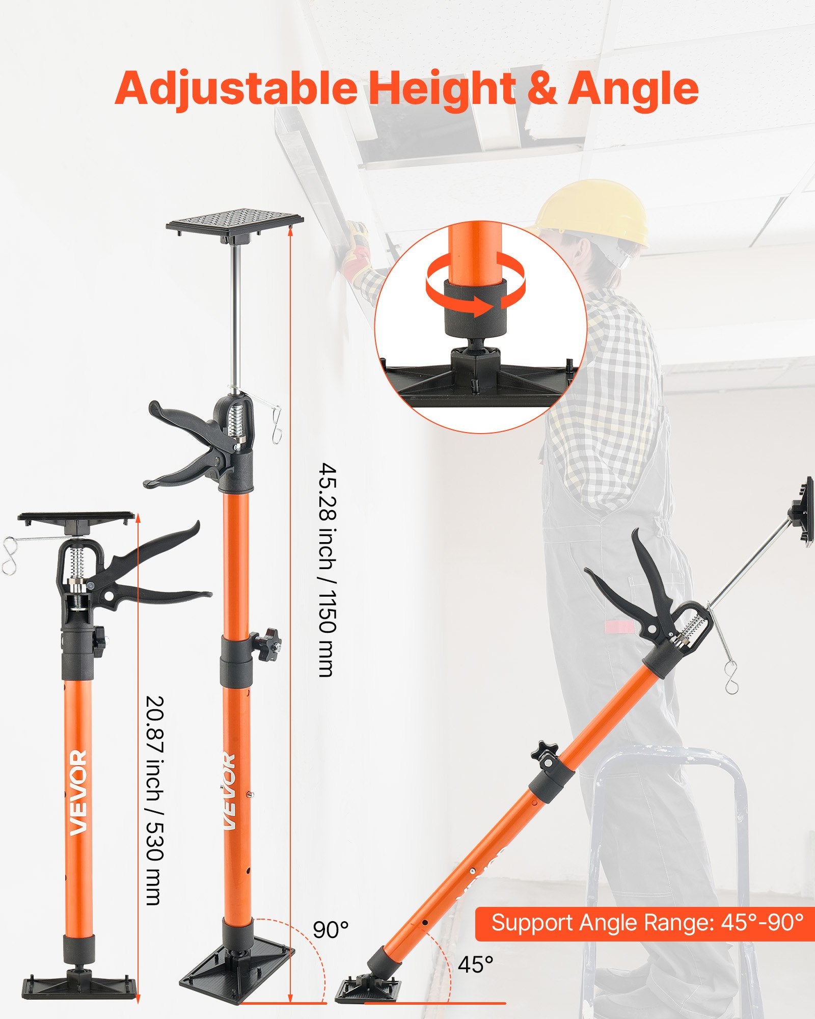 Audio Accessories: VEVOR Cabinet Jack Support Pole, 2-Pack, 54-155 cm Steel Telescopic Quick Support Rod, Adjustable 3rd Hand System up to 70 kg Capacity for Installing Cabinets, Lifting Drywall, Cargo Bars