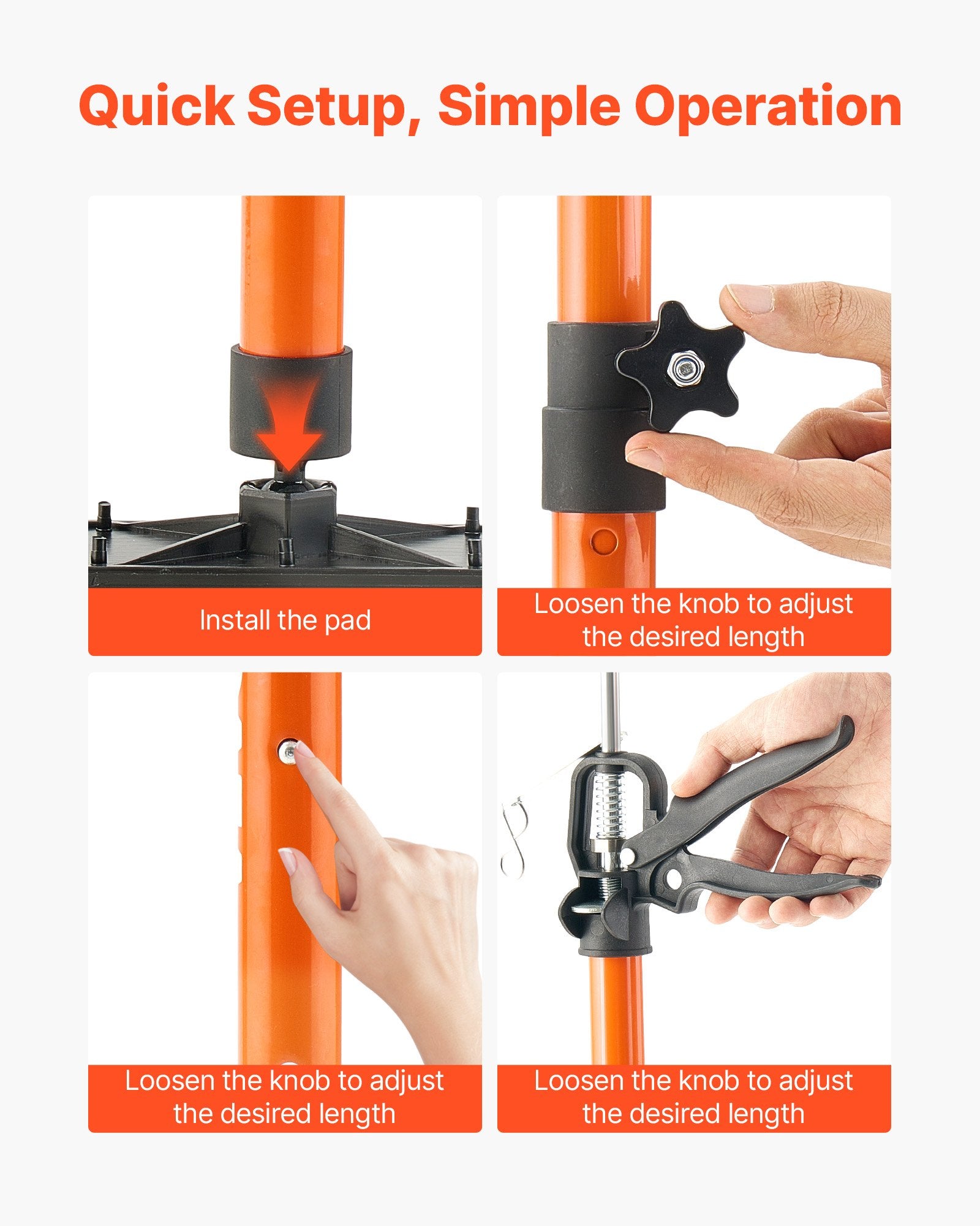 Audio Accessories: VEVOR Cabinet Jack Support Pole, 2-Pack, 54-155 cm Steel Telescopic Quick Support Rod, Adjustable 3rd Hand System up to 70 kg Capacity for Installing Cabinets, Lifting Drywall, Cargo Bars
