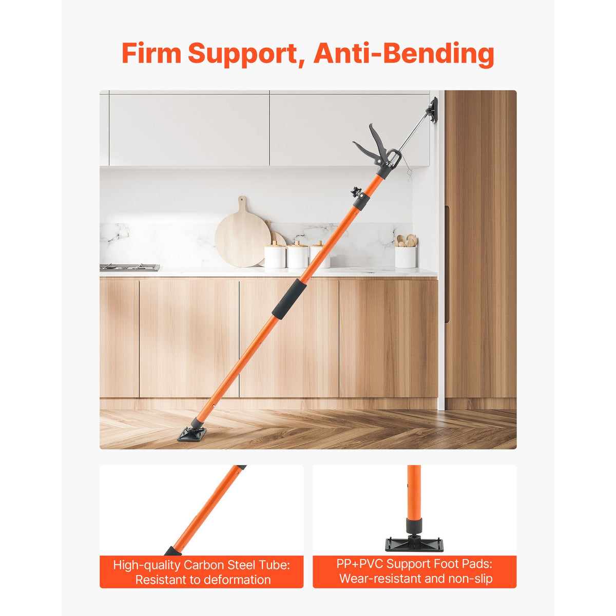 Cabinet Jack Support Pole, 2-Pack, 116-290 cm Steel Telescopic Quick Support Rod, Adjustable 3rd Hand System up to 70 kg Capacity for Installing Cabinets, Lifting Drywall, Cargo Bars