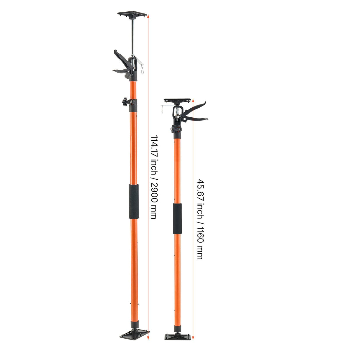 Cabinet Jack Support Pole, 2-Pack, 116-290 cm Steel Telescopic Quick Support Rod, Adjustable 3rd Hand System up to 70 kg Capacity for Installing Cabinets, Lifting Drywall, Cargo Bars