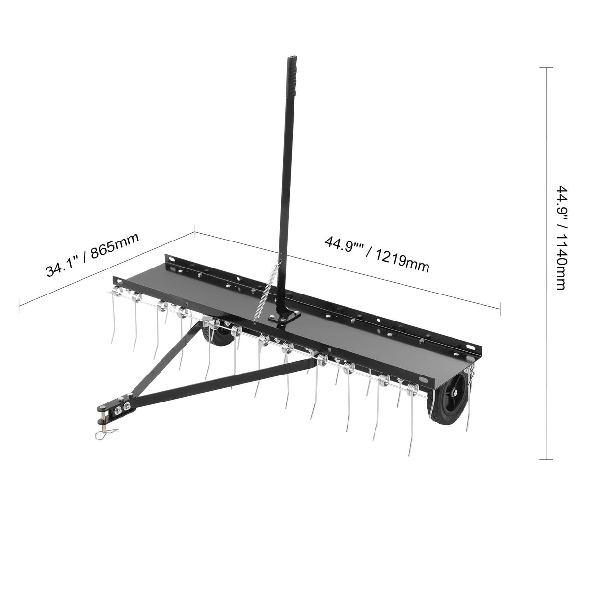 Tow Behind Dethatcher, 1219mm Tow Dethatcher with 24 Spring Steel Tines, Lawn Dethatcher Rake for ATV or Mower, Tow Behind Lawn Rake with Lift Handle for Garden Farm Grass