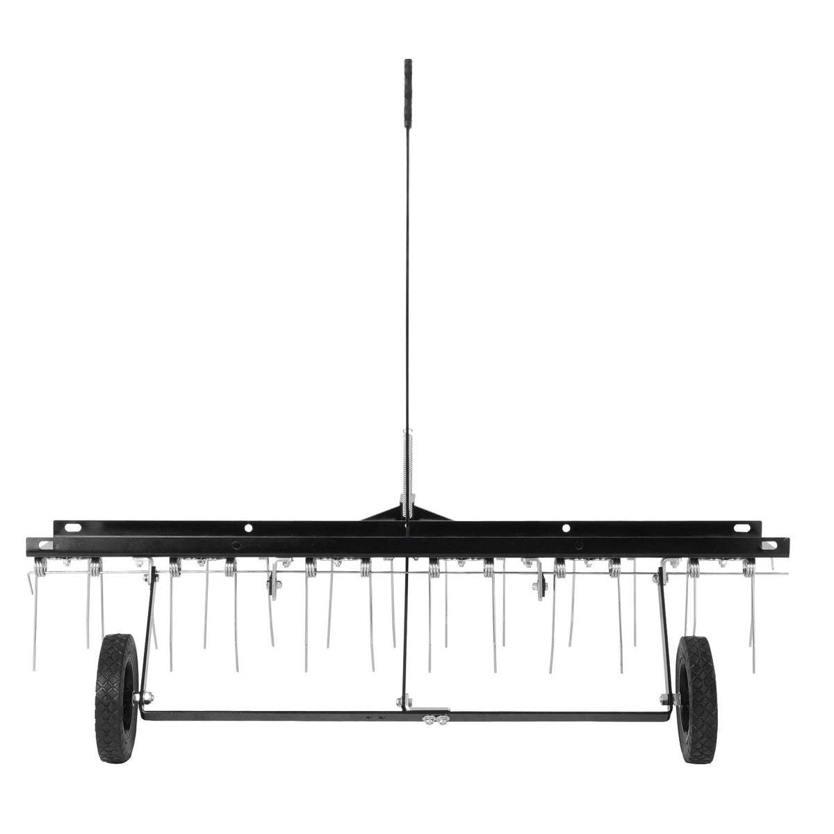 Tow Behind Dethatcher, 1219mm Tow Dethatcher with 24 Spring Steel Tines, Lawn Dethatcher Rake for ATV or Mower, Tow Behind Lawn Rake with Lift Handle for Garden Farm Grass