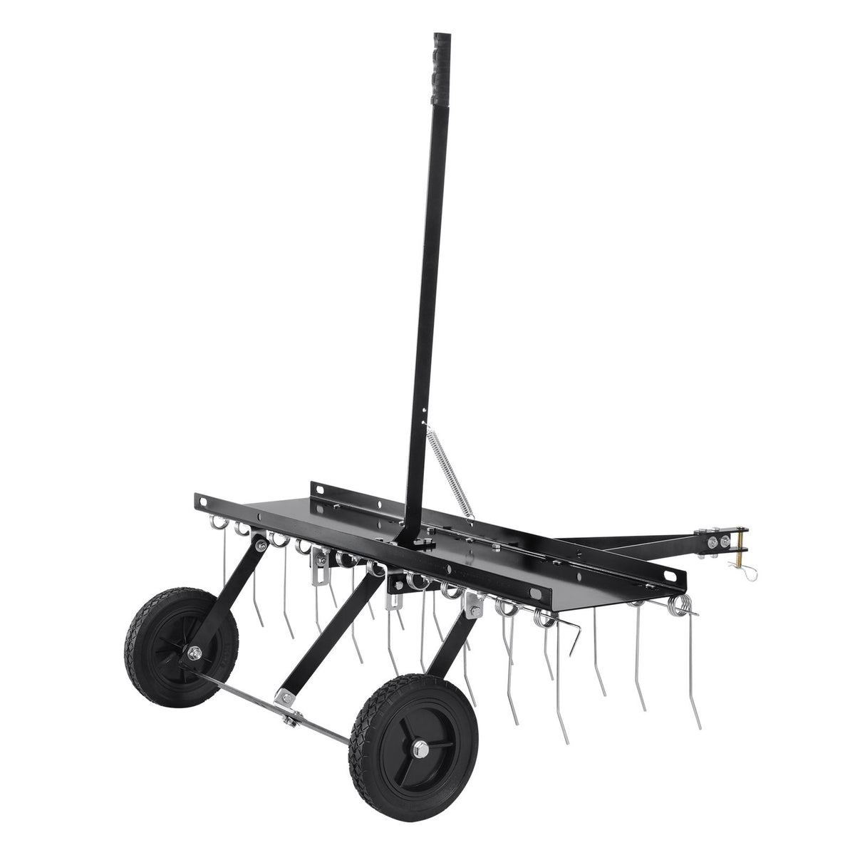 Tow Behind Dethatcher, 1015mm Tow Dethatcher with 20 Spring Steel Tines, Lawn Dethatcher Rake for ATV or Mower, Tow Behind Lawn Rake with Lift Handle for Garden Farm Grass