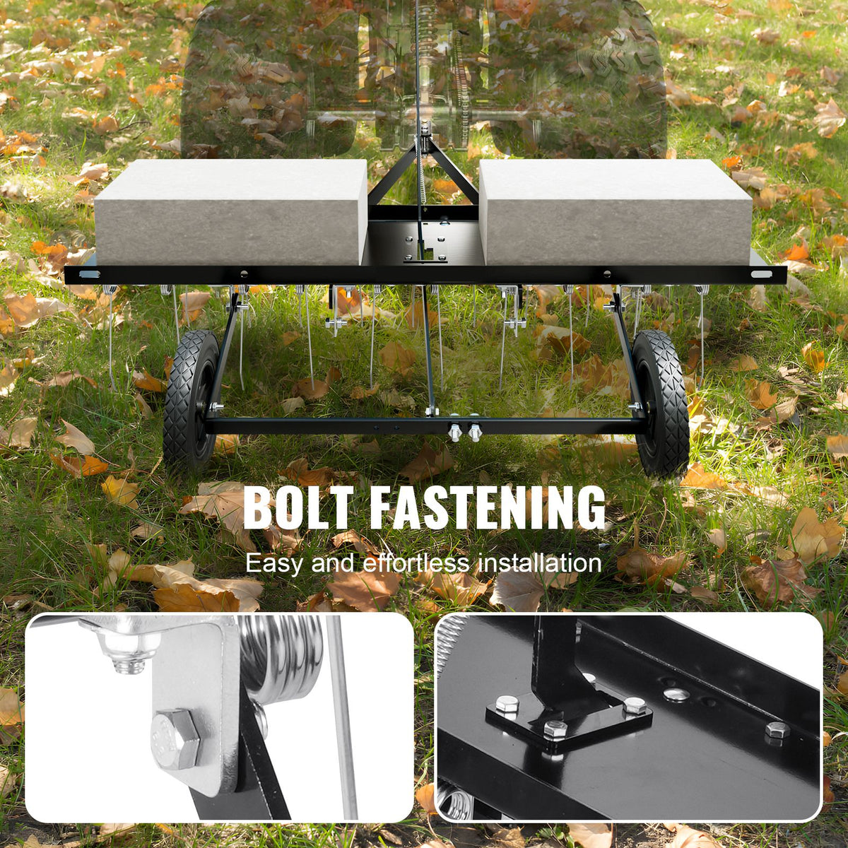Tow Behind Dethatcher, 1015mm Tow Dethatcher with 20 Spring Steel Tines, Lawn Dethatcher Rake for ATV or Mower, Tow Behind Lawn Rake with Lift Handle for Garden Farm Grass