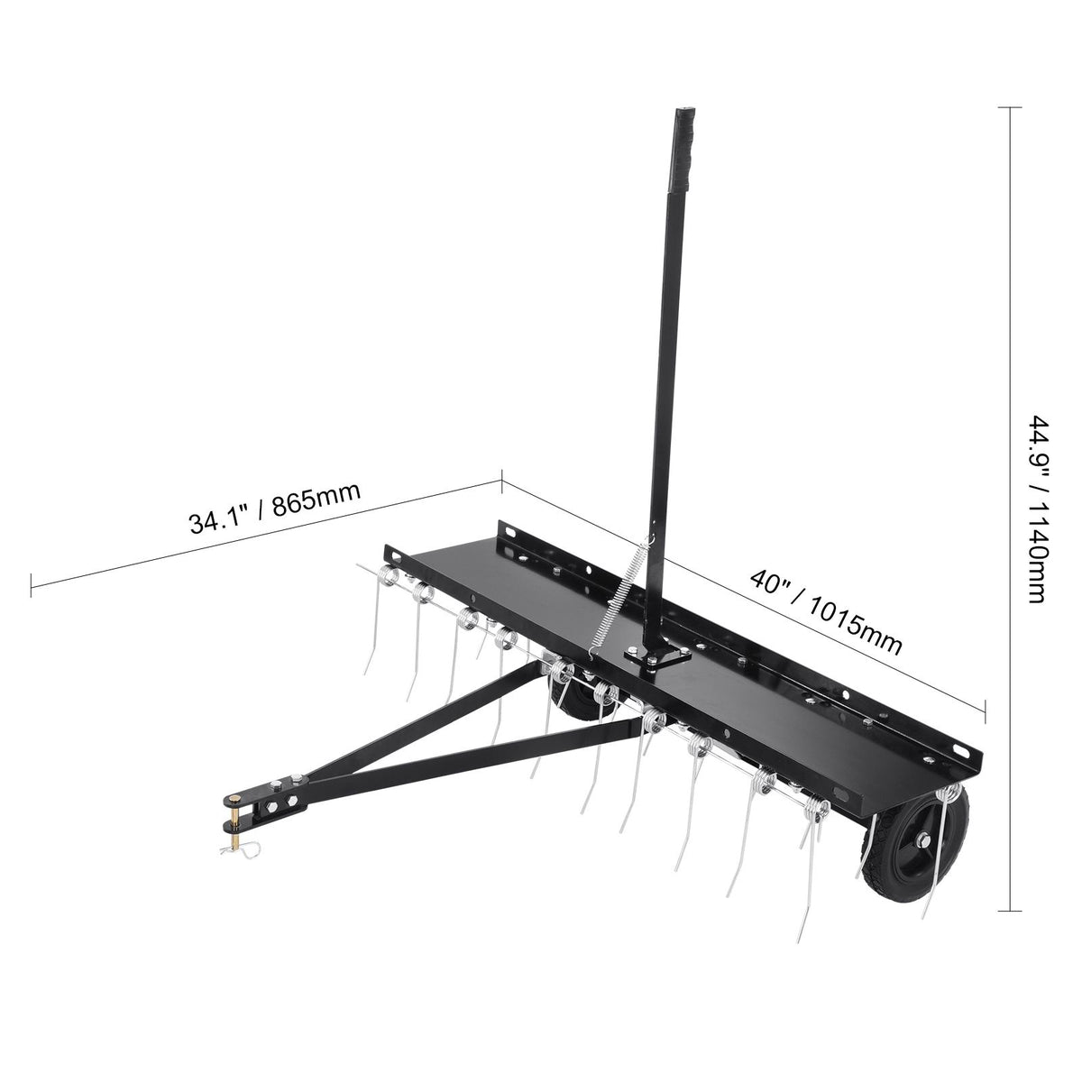 Tow Behind Dethatcher, 1015mm Tow Dethatcher with 20 Spring Steel Tines, Lawn Dethatcher Rake for ATV or Mower, Tow Behind Lawn Rake with Lift Handle for Garden Farm Grass