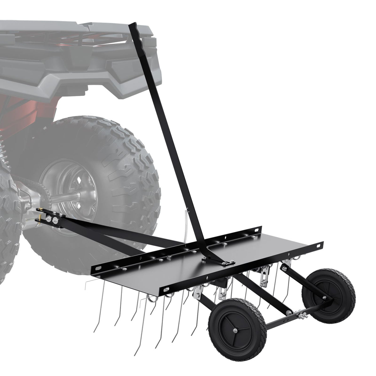 Tow Behind Dethatcher, 1015mm Tow Dethatcher with 20 Spring Steel Tines, Lawn Dethatcher Rake for ATV or Mower, Tow Behind Lawn Rake with Lift Handle for Garden Farm Grass