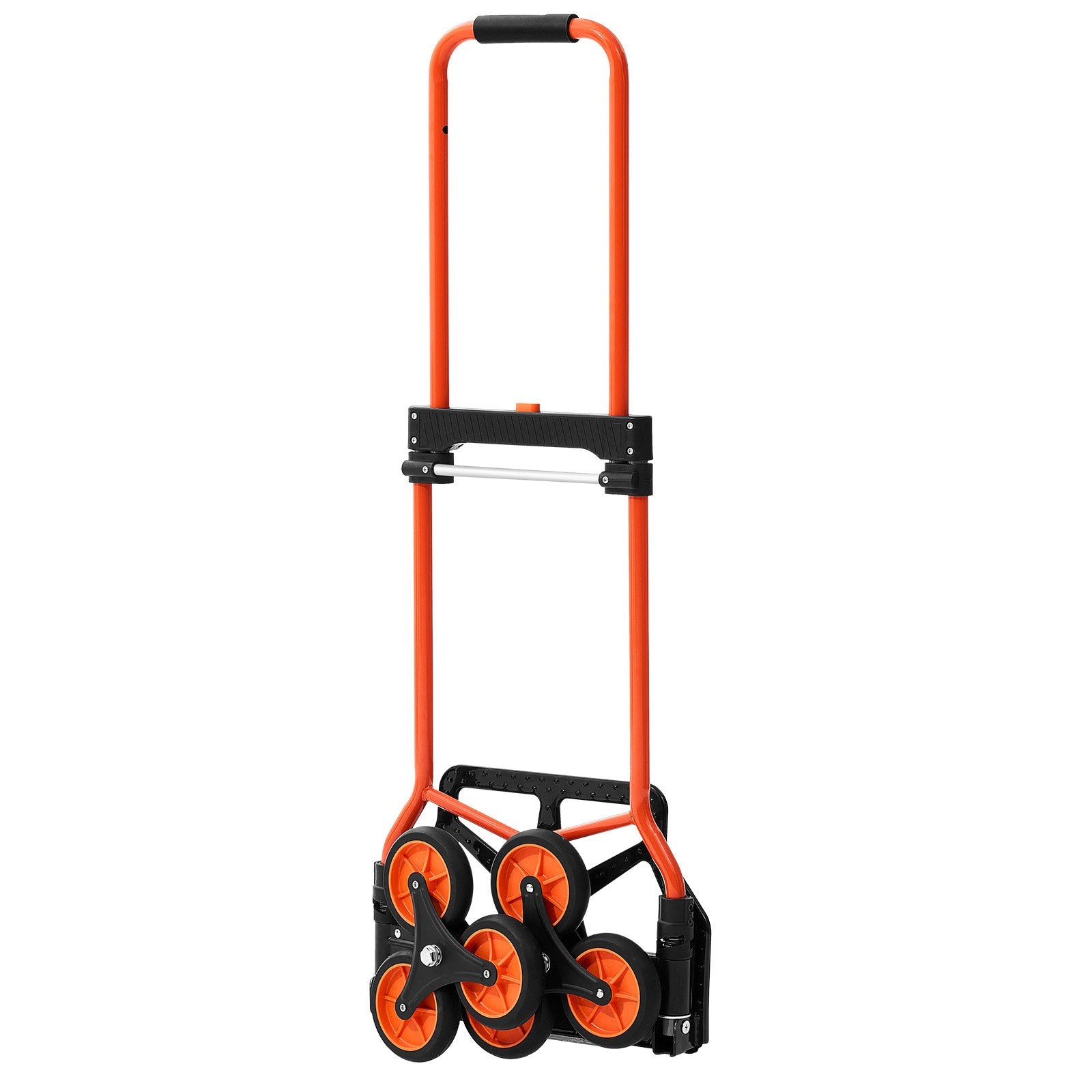 Stair Climbing Cart, 54 kg Stair-Climbing Capacity, Portable Folding Trolley Cart with Telescoping Handle, 6 Wheels and 2 Bungee Cords, Stair Climber Dolly for Home, Groceries, Warehouse