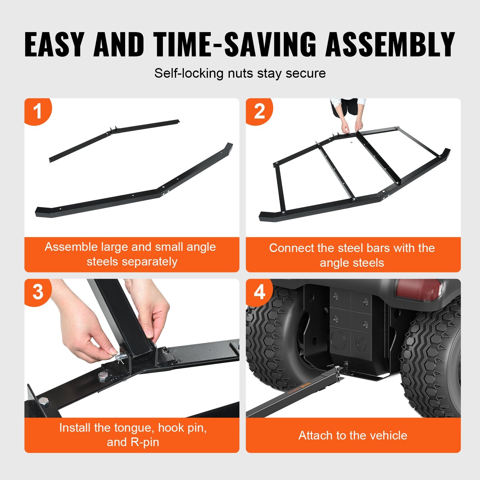 Lawn Rollers: VEVOR Driveway Drag, 76.57" Width Tow Behind Drag Harrow, Q235 Steel Driveway Grader with Adjustable Bars, Support up to 50 lbs, Driveway Tractor Harrow for ATVs, UTVs, Garden Lawn Tractors