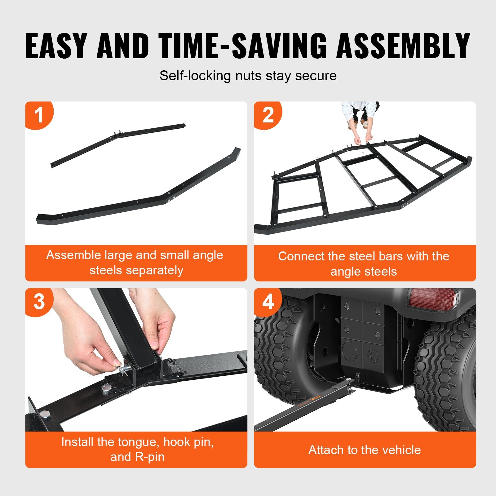 Lawn Rollers: VEVOR Driveway Drag, 84" Width Tow Behind Drag Harrow, Q235 Steel Driveway Grader with Adjustable Bars, Support up to 50 lbs, Driveway Tractor Harrow for ATVs, UTVs, Garden Lawn Tractors