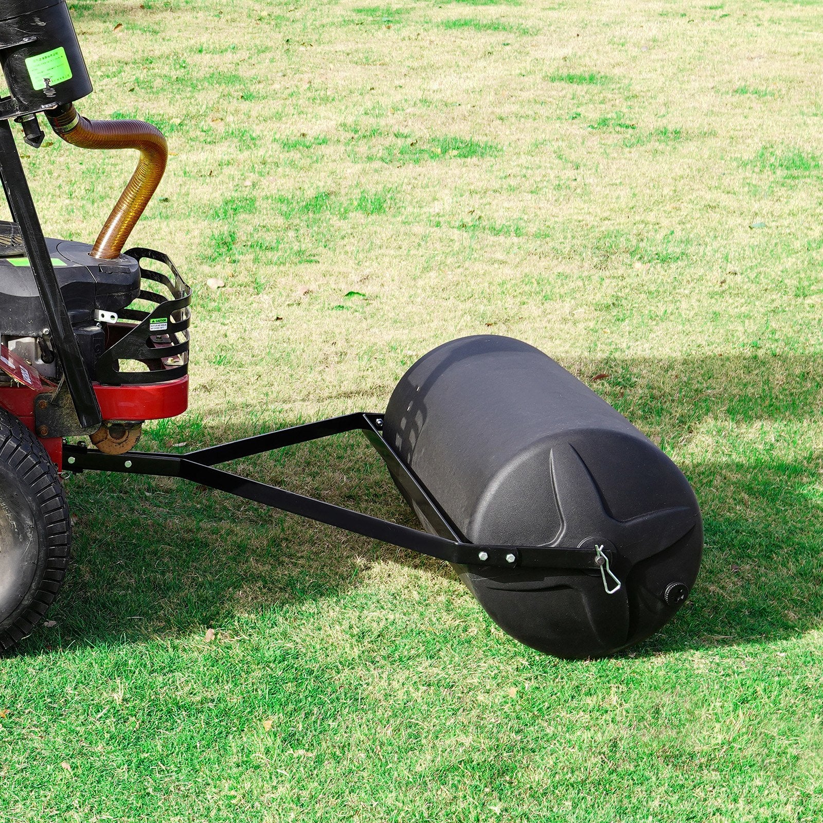 Tow Behind Lawn Roller, 400lbs Sand/Water Filled Yard Roller, LLDPE Drum and Steel Frame Sod Roller with Easy-turn Plug, Tow Behind a Tractor or ATV for Lawn, Garden, Farm, Park, Black