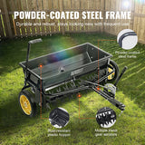 Gardening Tools: VEVOR Broadcast Spreader, 100 LB Tow Behind Poly Drop Spreader with 10" Wheels, Steel Spike Aerator, Fertilizer Spreader, Garden Seeder, and Salt Spreader, for Residential, Farm, Tough Terrain, Black