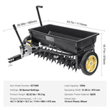Gardening Tools: VEVOR Broadcast Spreader, 100 LB Tow Behind Poly Drop Spreader with 10" Wheels, Steel Spike Aerator, Fertilizer Spreader, Garden Seeder, and Salt Spreader, for Residential, Farm, Tough Terrain, Black