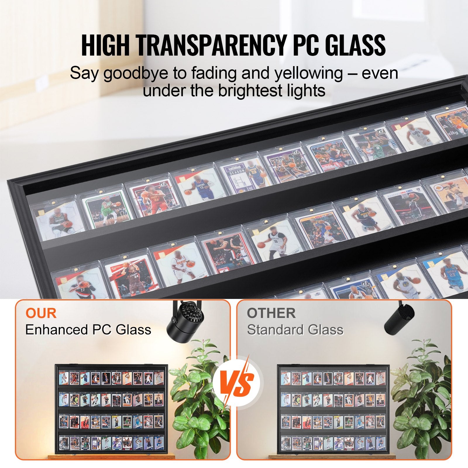 Saw Accessories: VEVOR 36 Graded Sports Card Display Case, 775 x 617 x 55 mm, Baseball Card Display Frame with 98% UV Protection Clear View PC Glass, Lockable Wall Cabinet for Football Basketball Hockey Trading Card