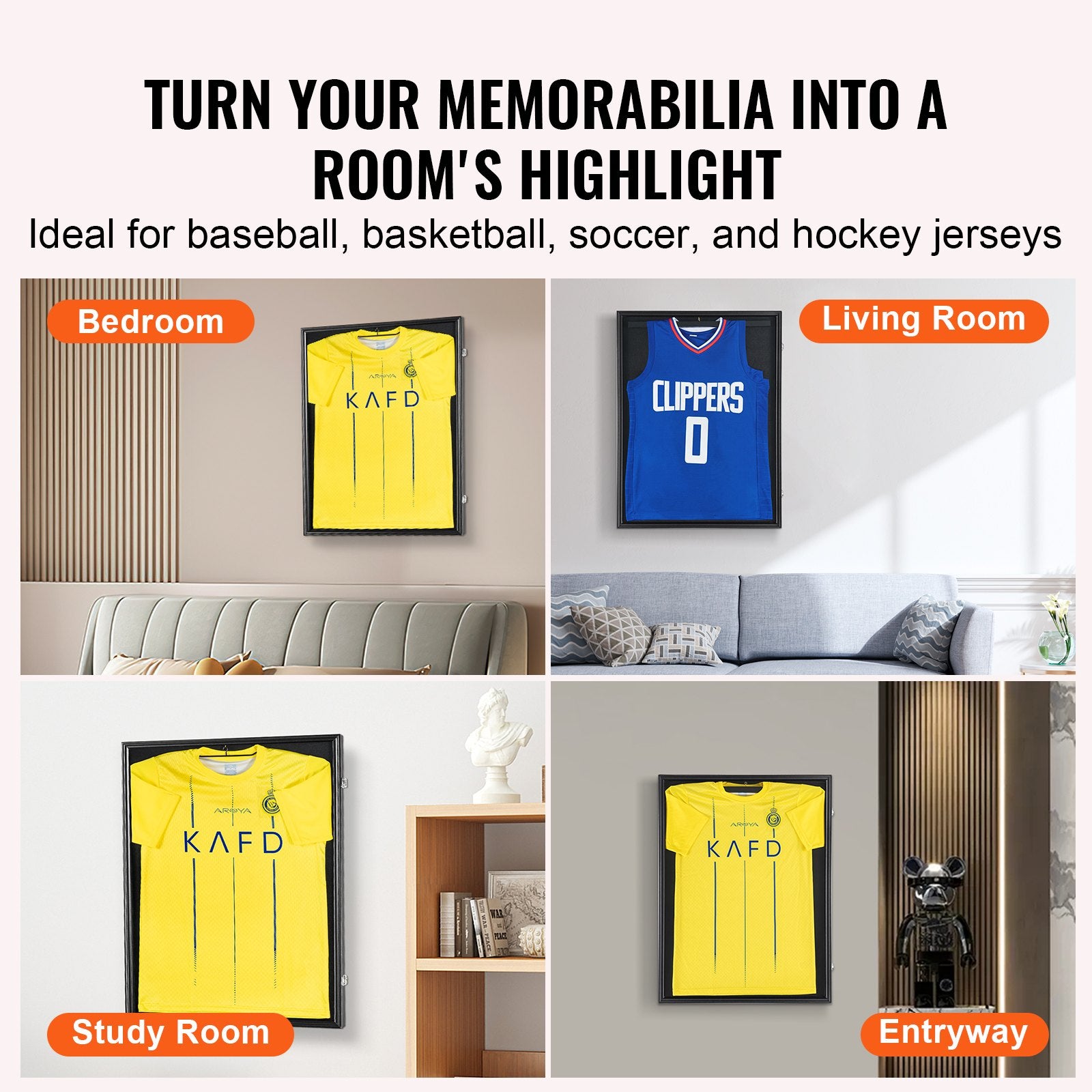Basketball & Basketball Accessories: VEVOR Jersey Display Frame Case, 590 x 790 x 40 mm, Large Lockable Sport Jersey Shadow Box with 98% UV Protection PC Glass and Hangers, for Baseball Basketball Football Hockey Shirt and Uniform