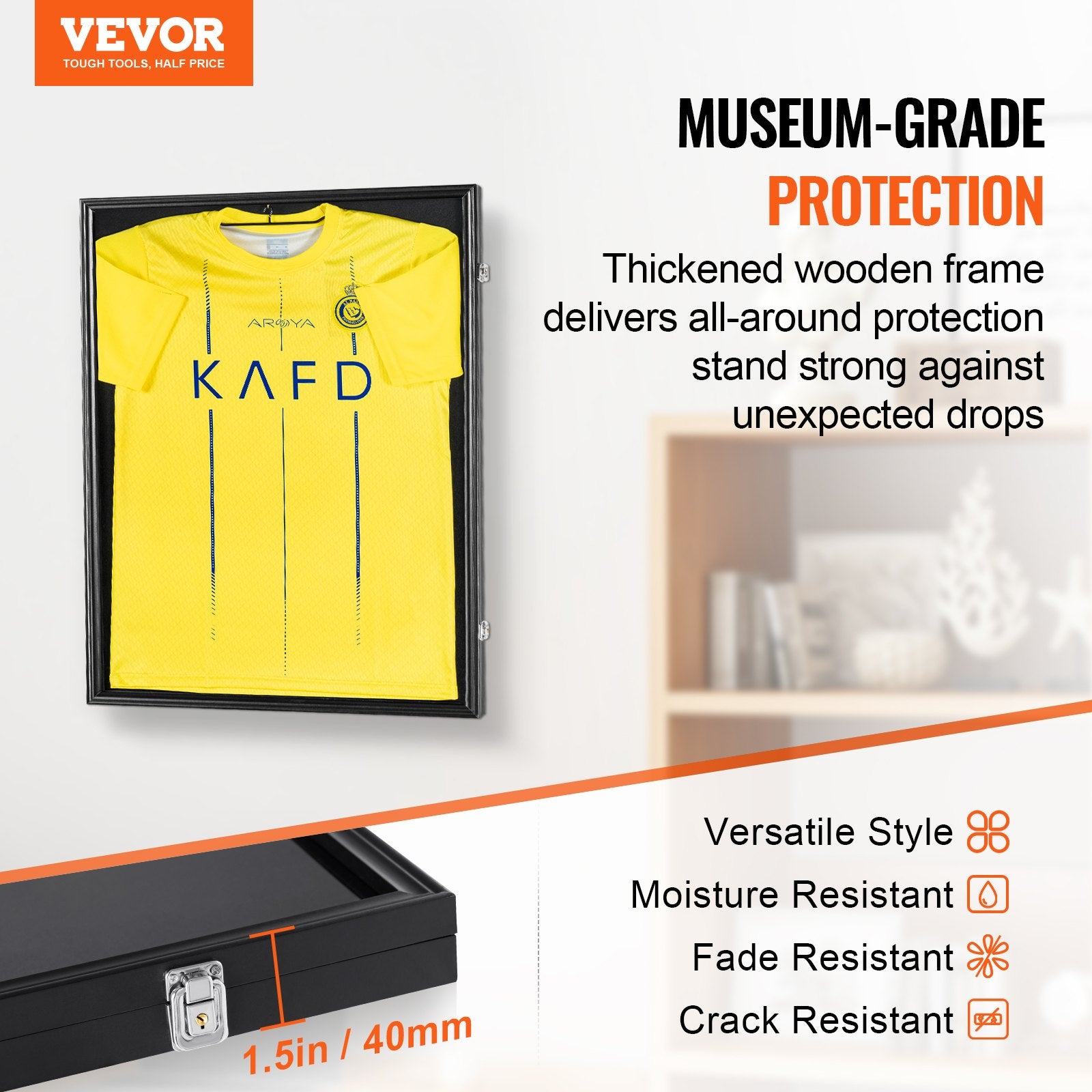 Basketball & Basketball Accessories: VEVOR Jersey Display Frame Case, 610 x 812 x 40 mm, Large Lockable Sport Jersey Shadow Box with 98% UV Protection PC Glass and Hangers, for Baseball Basketball Football Hockey Shirt and Uniform, Black