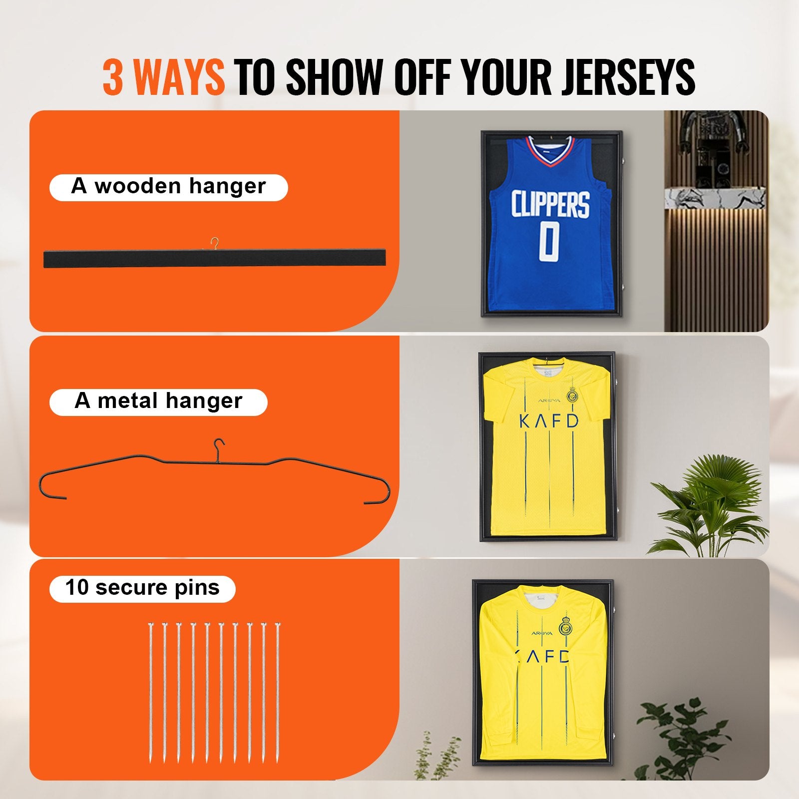 Basketball & Basketball Accessories: VEVOR Jersey Display Frame Case, 610 x 812 x 40 mm, Large Lockable Sport Jersey Shadow Box with 98% UV Protection PC Glass and Hangers, for Baseball Basketball Football Hockey Shirt and Uniform, Black
