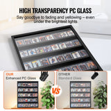 Storage Boxes: VEVOR 35 Graded Sports Card Display Case, 617 x 775 x 55 mm, Baseball Card Display Frame with 98% UV Protection Clear View PC Glass, Lockable Wall Cabinet for Football Basketball Hockey Trading Card