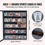 Storage Boxes: VEVOR 35 Graded Sports Card Display Case, 617 x 775 x 55 mm, Baseball Card Display Frame with 98% UV Protection Clear View PC Glass, Lockable Wall Cabinet for Football Basketball Hockey Trading Card