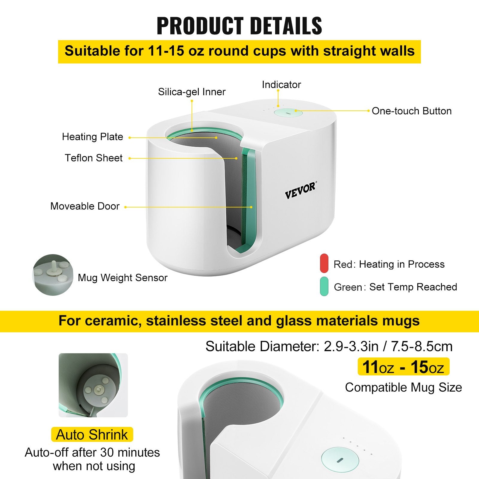 Mug Press Machine Automatic Heat Press Sublimation Printing 11-15oz Cup