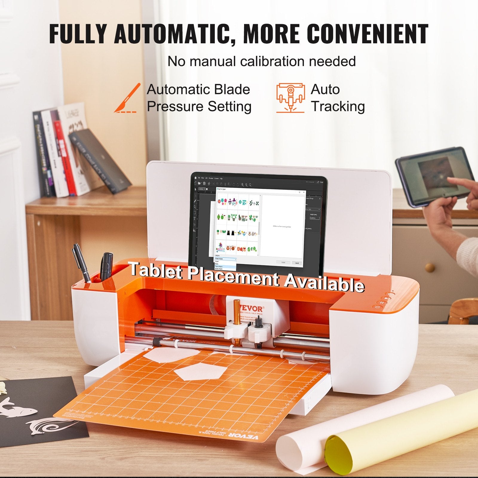 Gardening Tools: VEVOR Vinyl Cutter Machine, Bluetooth Connectivity DIY Cutting Machine, Compatible with iOS, Android, Windows and Mac, Massive Designs Included, for Creating Customized Cards, Home Decor