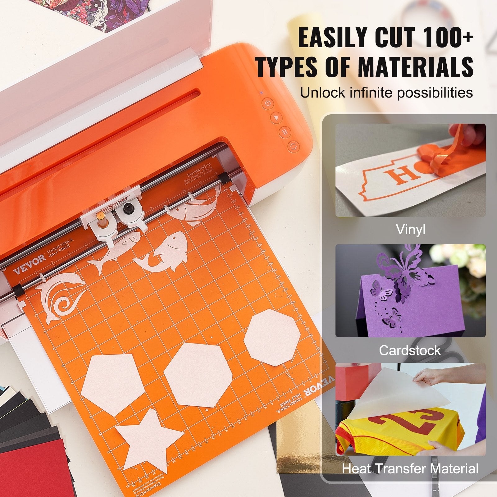 Gardening Tools: VEVOR Vinyl Cutter Machine, Bluetooth Connectivity DIY Cutting Machine, Compatible with iOS, Android, Windows and Mac, Massive Designs Included, for Creating Customized Cards, Home Decor