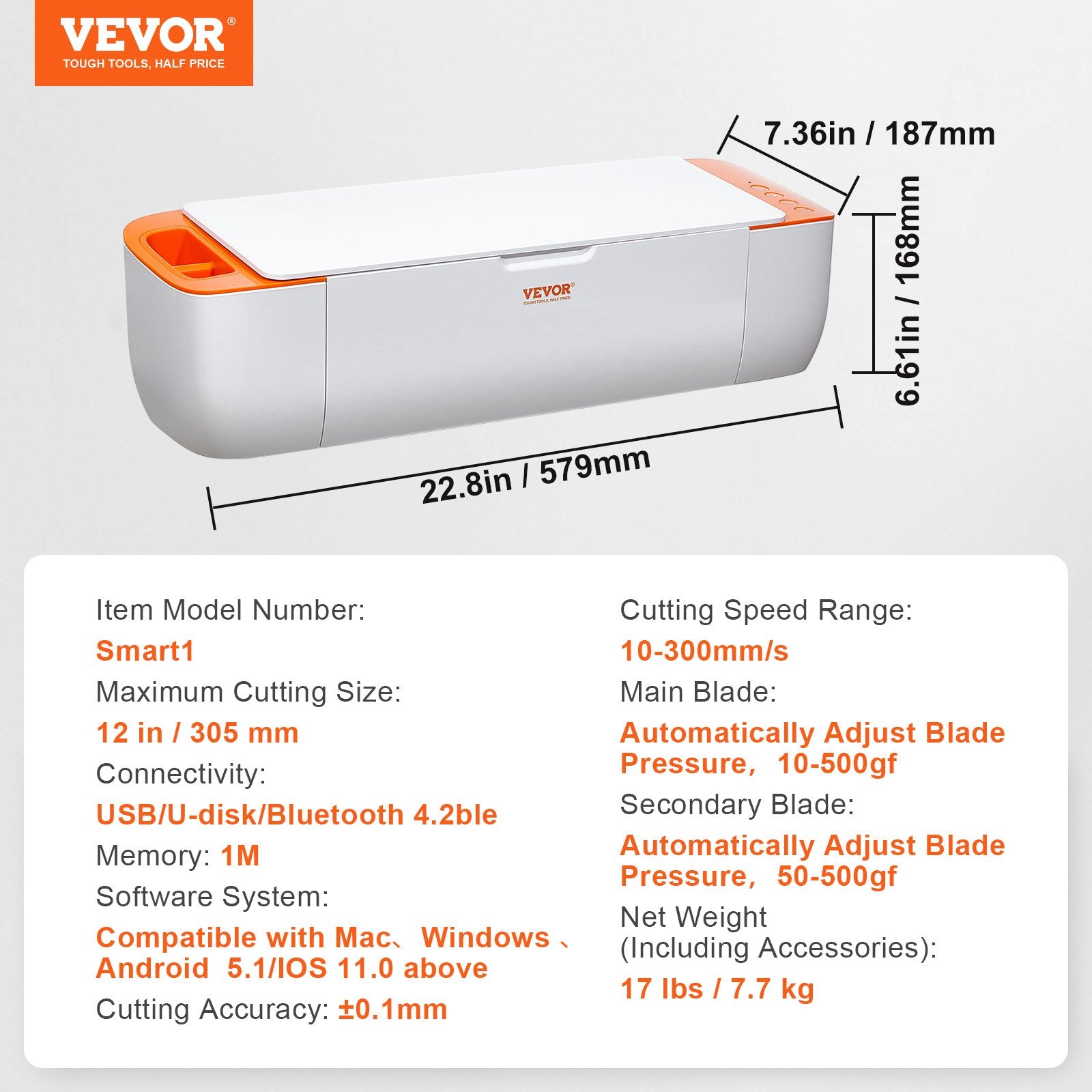 Gardening Tools: VEVOR Vinyl Cutter Machine, Bluetooth Connectivity DIY Cutting Machine, Compatible with iOS, Android, Windows and Mac, Massive Designs Included, for Creating Customized Cards, Home Decor