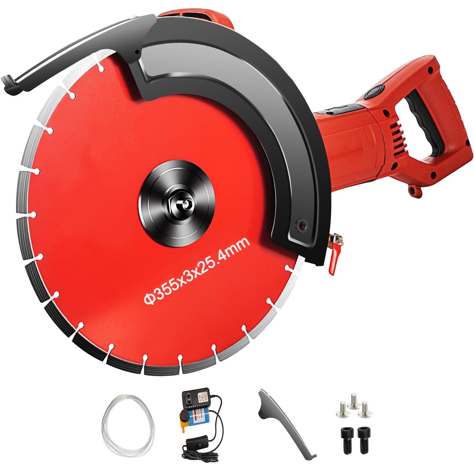 Saw Accessories: VEVOR Electric Concrete Saw, 14" Concrete Cutter, 1800W Concrete Saw, Electric Circular Saw with 14" Blade and Tools, Masonry Saw for Granite, Brick, Porcelain, Reinforced Concrete and Other Materials