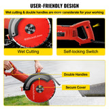 Saw Accessories: VEVOR Electric Concrete Saw, 14" Concrete Cutter, 1800W Concrete Saw, Electric Circular Saw with 14" Blade and Tools, Masonry Saw for Granite, Brick, Porcelain, Reinforced Concrete and Other Materials