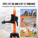 Camera Accessories: VEVOR Laser Level Tripod, 1/4"-20 & 5/8"-11 Thread Mount, 40.94-133.85 inch Height Adjustment with Level Bubble & Heavy-duty Stand, Extendable Pole Lightweight Aluminum Tripod for Laser Scanner