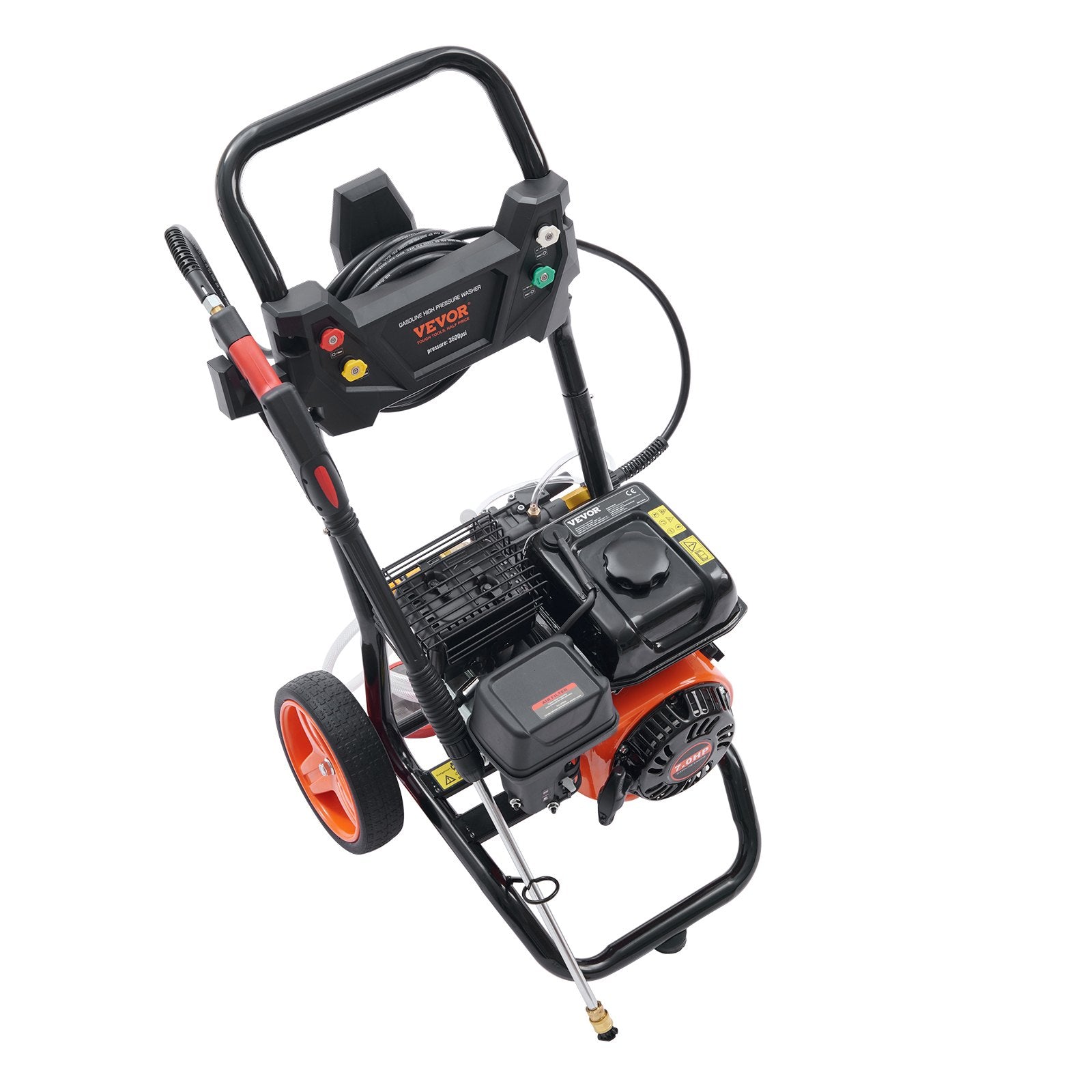 Fuel & Exhaust: VEVOR Gas Pressure Washer Gas Powered Washer 3600 PSI 2.6 GPM 210cc 5 Nozzles