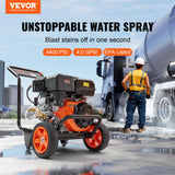 Fuel & Exhaust: VEVOR Gas Pressure Washer Gas Powered Washer 4400 PSI 4.0 GPM 390cc 5 Nozzles