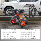 Fuel & Exhaust: VEVOR Gas Pressure Washer Gas Powered Washer 4400 PSI 4.0 GPM 390cc 5 Nozzles