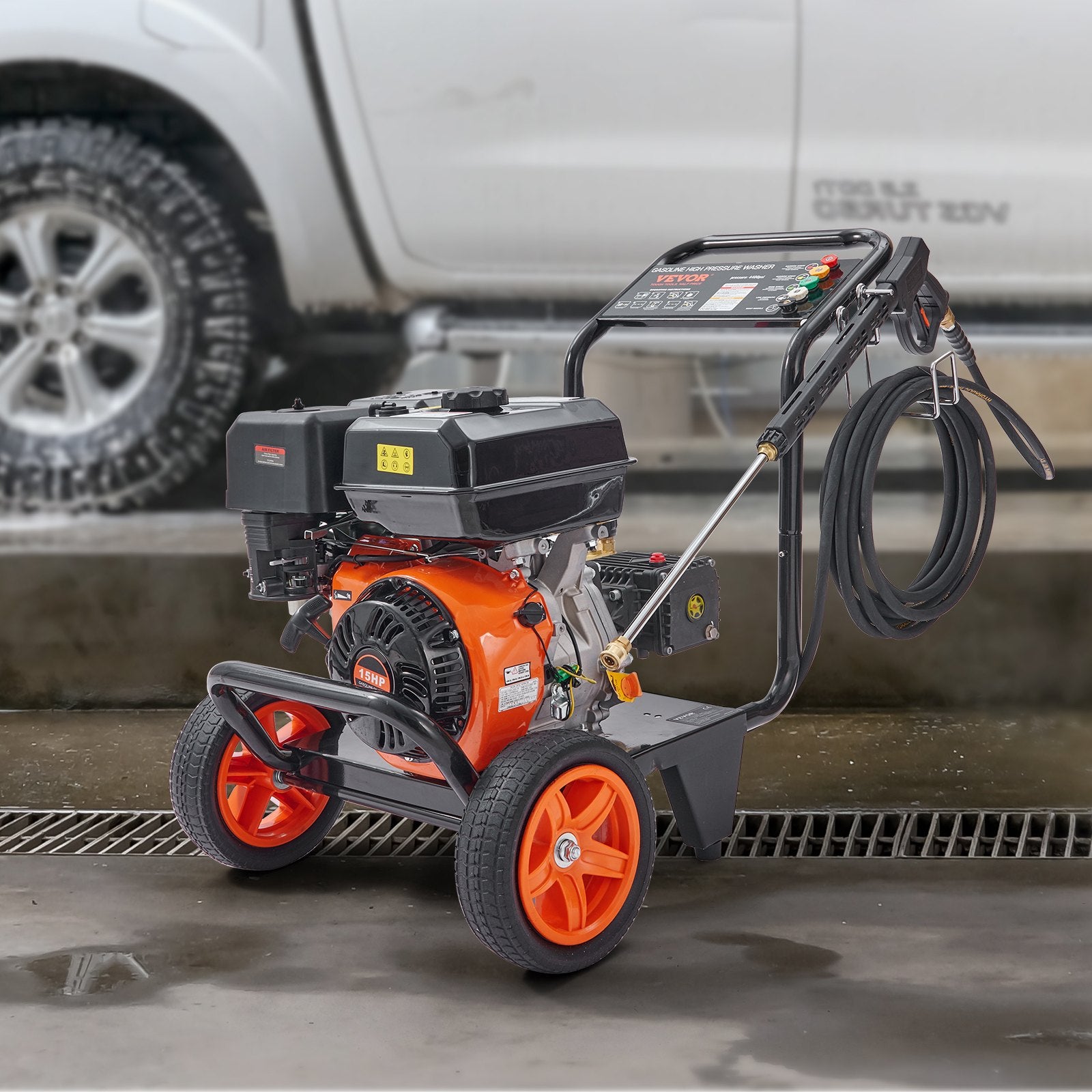 Fuel & Exhaust: VEVOR Gas Pressure Washer Gas Powered Washer 4400 PSI 4.0 GPM 390cc 5 Nozzles