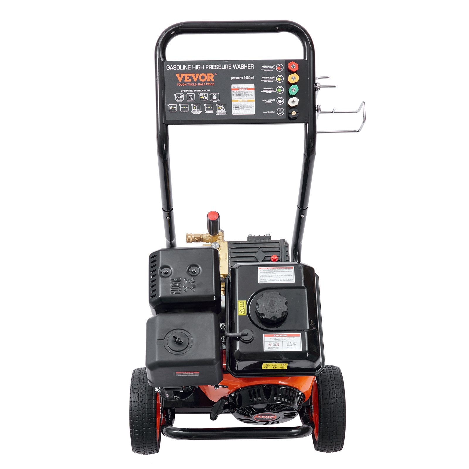 Fuel & Exhaust: VEVOR Gas Pressure Washer Gas Powered Washer 4400 PSI 4.0 GPM 390cc 5 Nozzles