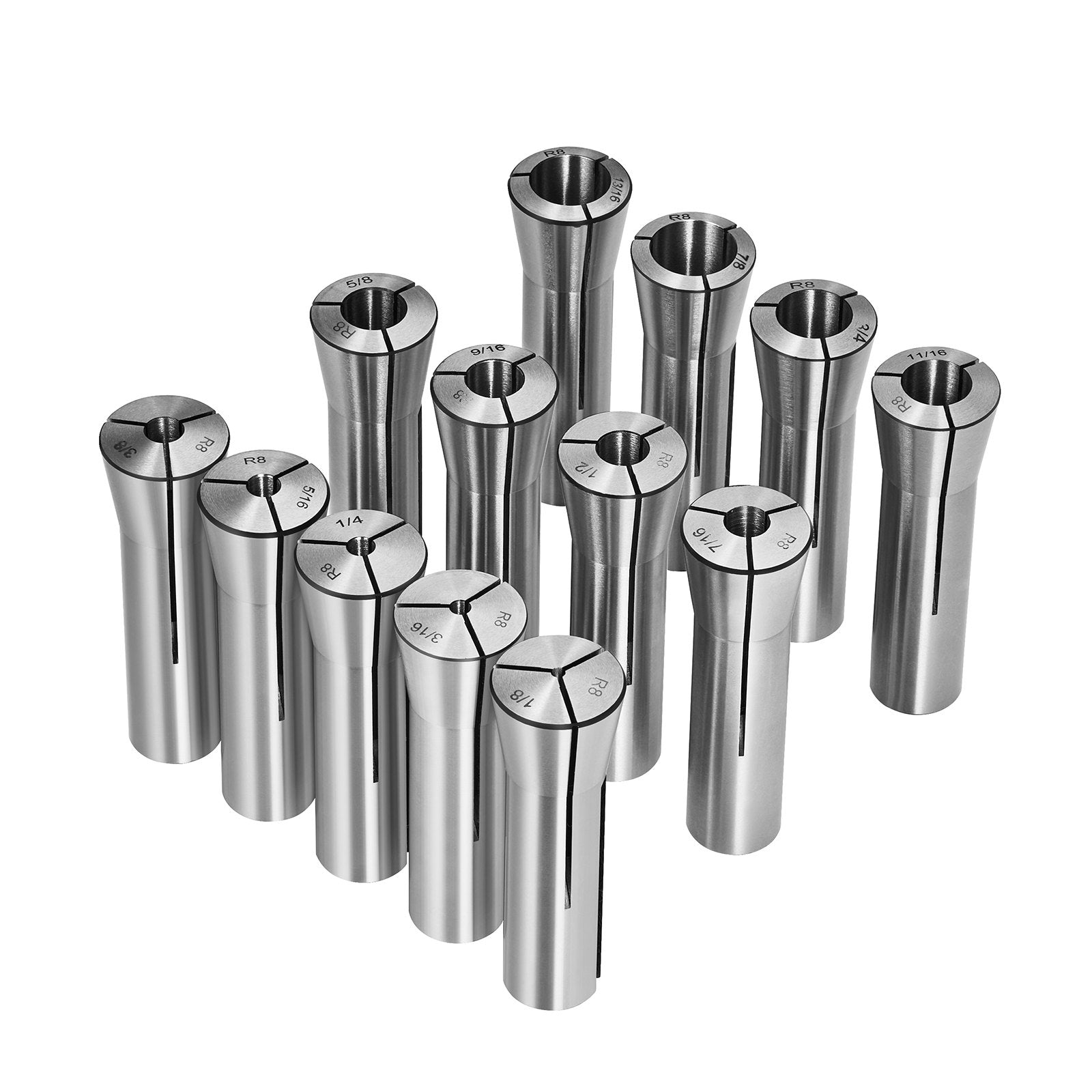 Fuel & Exhaust: VEVOR 13 pcs Precision R8 Collet Set, 1/8'' - 7/8'', 45# Mill Collet Chuck 0.0012"/30μm TIR with 13 Labeled Storage Boxes, for Milling Machine Drill Presses Boring Machine Machining Center