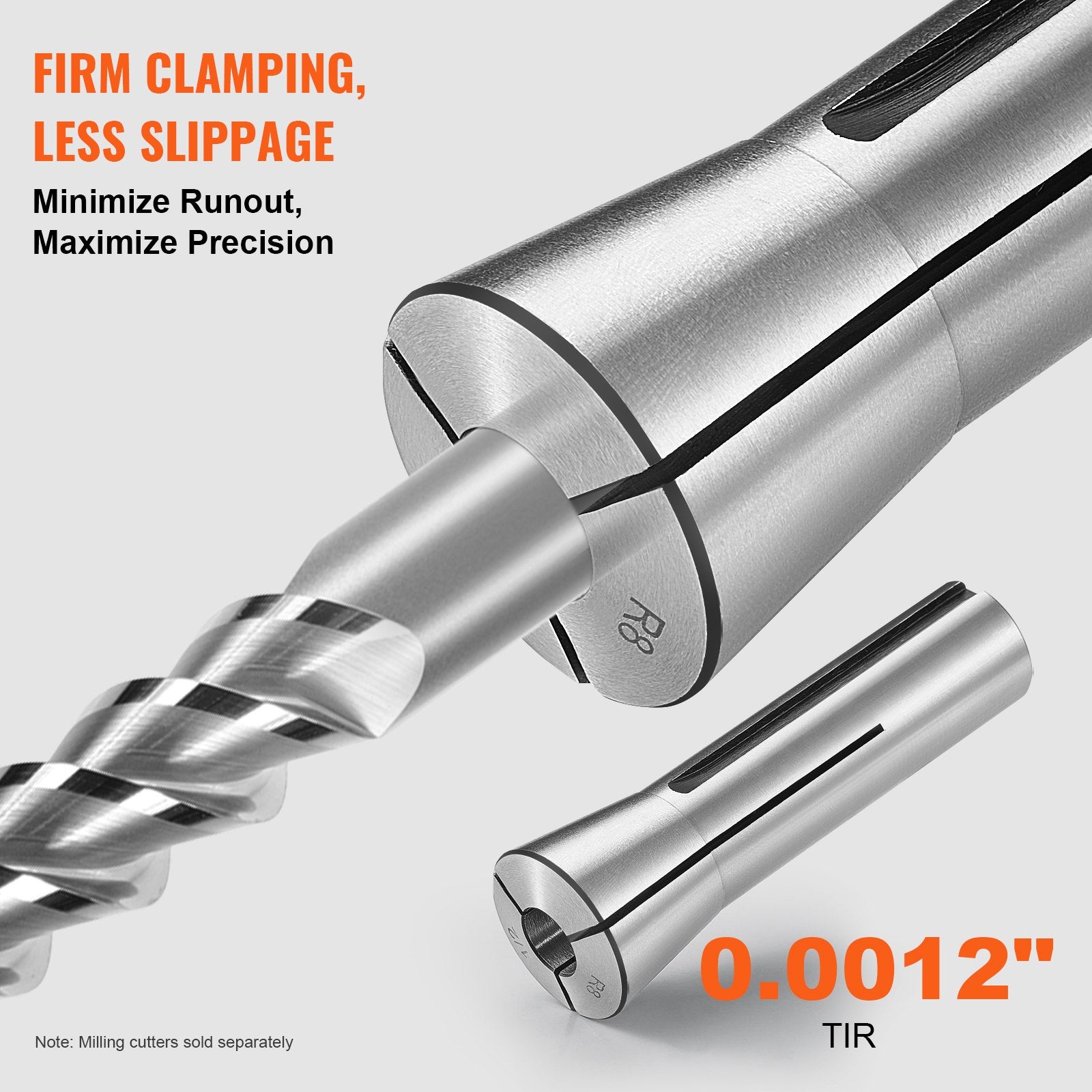 Fuel & Exhaust: VEVOR 13 pcs Precision R8 Collet Set, 1/8'' - 7/8'', 45# Mill Collet Chuck 0.0012"/30μm TIR with 13 Labeled Storage Boxes, for Milling Machine Drill Presses Boring Machine Machining Center