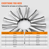 Fuel & Exhaust: VEVOR 13 pcs Precision R8 Collet Set, 1/8'' - 7/8'', 45# Mill Collet Chuck 0.0012"/30μm TIR with 13 Labeled Storage Boxes, for Milling Machine Drill Presses Boring Machine Machining Center