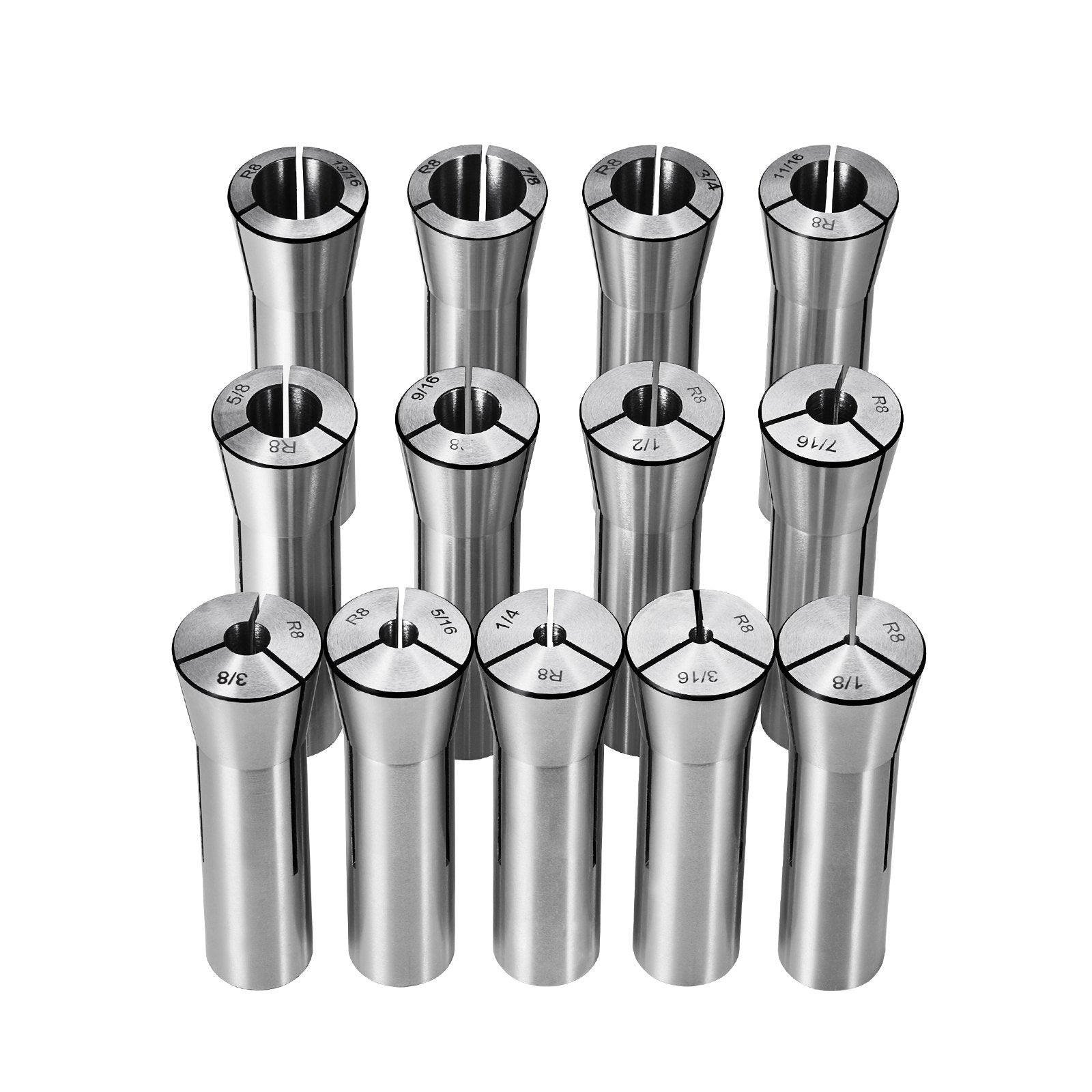 Fuel & Exhaust: VEVOR 13 pcs Precision R8 Collet Set, 1/8'' - 7/8'', 45# Mill Collet Chuck 0.0012"/30μm TIR with 13 Labeled Storage Boxes, for Milling Machine Drill Presses Boring Machine Machining Center