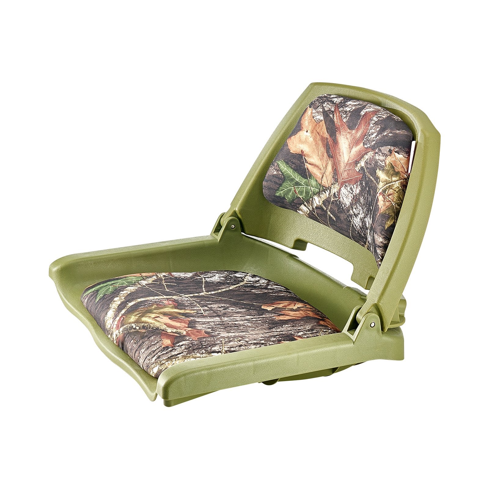 Boat Seat, Low Backrest, Folding Fishing Boat Seat with Thickened Sponge Cushion & PU Polyester Fabric, Strong PP Frame, Flip Up Boat Seat for Fishing Boats, Yachts, Ships, Camouflage Color
