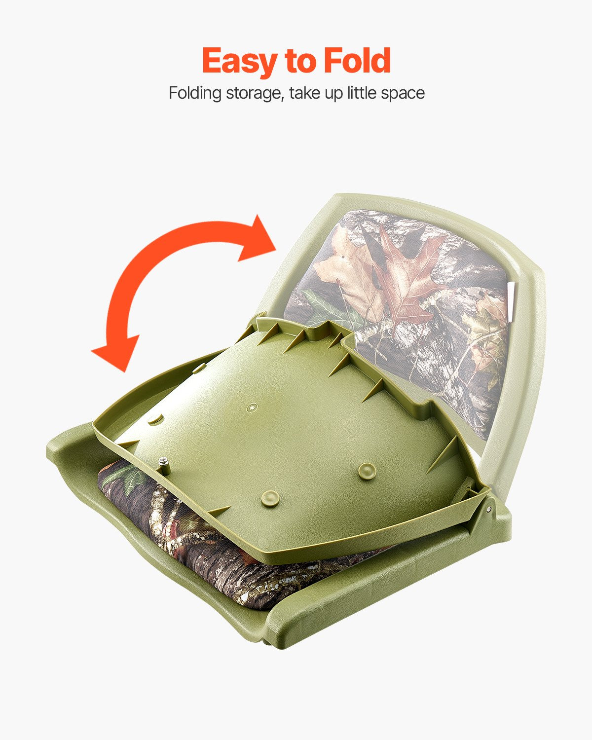 Boat Seat, Low Backrest, Folding Fishing Boat Seat with Thickened Sponge Cushion & PU Polyester Fabric, Strong PP Frame, Flip Up Boat Seat for Fishing Boats, Yachts, Ships, Camouflage Color