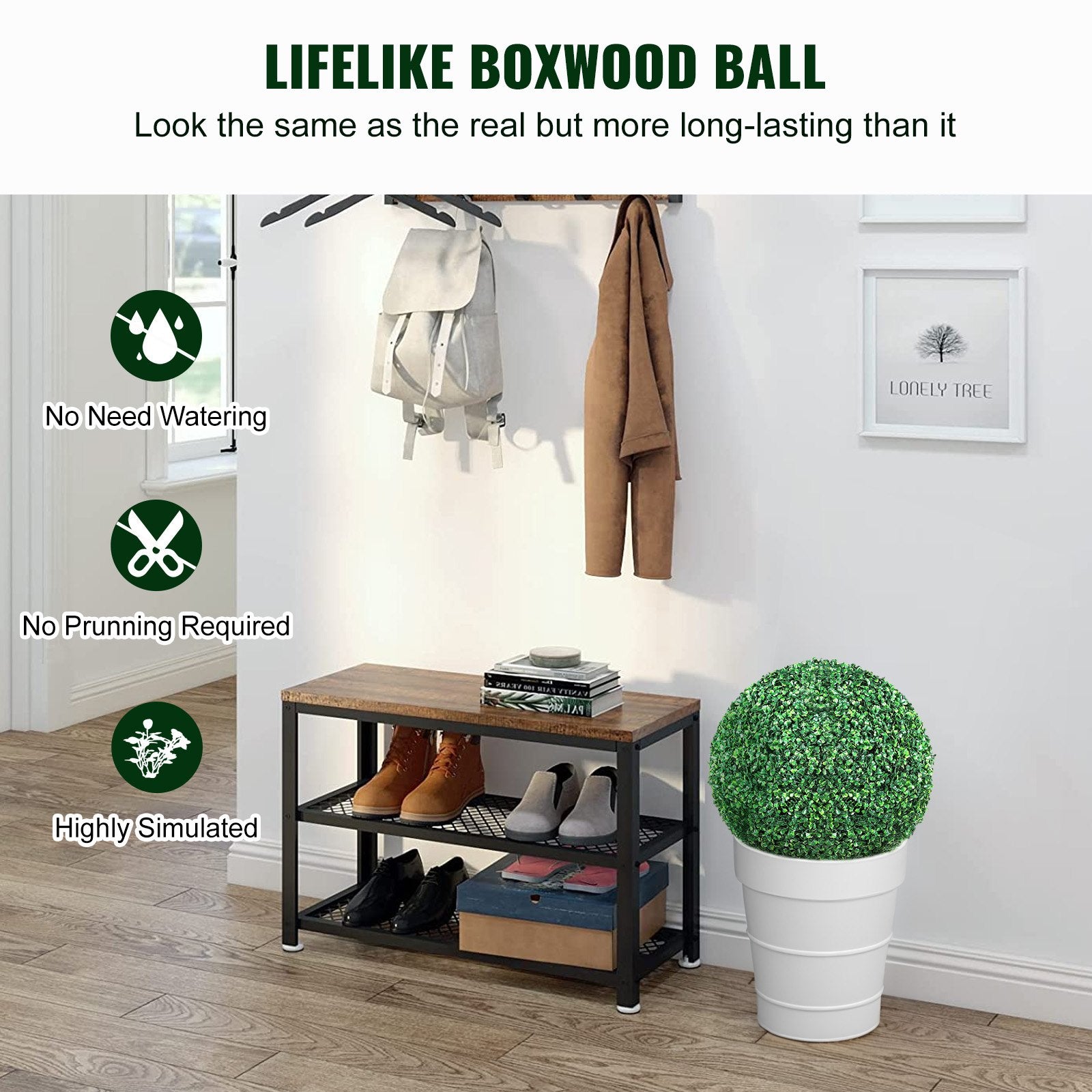Garden Ornaments: VEVOR Artificial Topiaries Boxwood Trees, (2 Pieces), Ball-Shape Faux Topiaries Plant, All-year Green Feaux Plant Decorative Balls for Backyard, Balcony,Garden, Wedding and Home