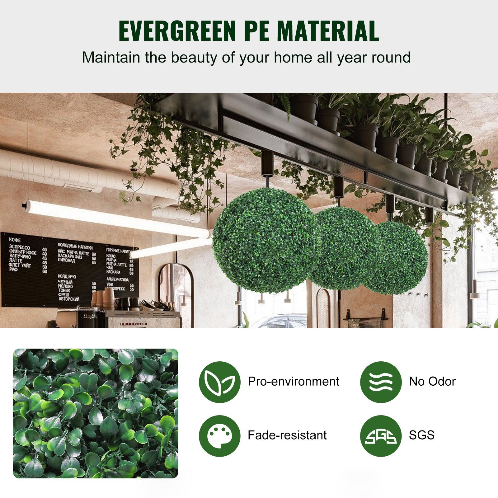 Garden Ornaments: VEVOR Artificial Topiaries Boxwood Trees, (2 Pieces), Ball-Shape Faux Topiaries Plant, All-year Green Feaux Plant Decorative Balls for Backyard, Balcony,Garden, Wedding and Home