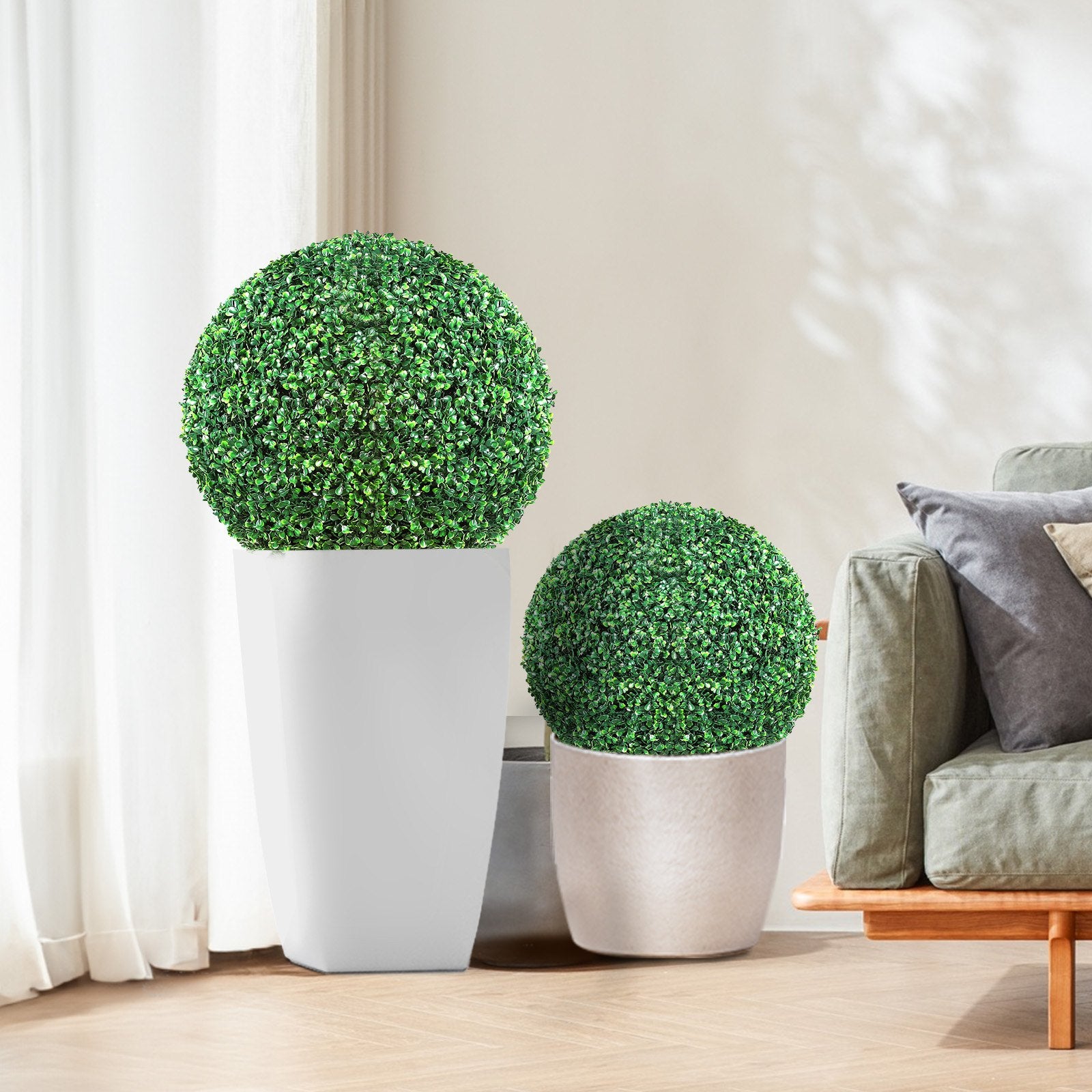 Garden Ornaments: VEVOR Artificial Topiaries Boxwood Trees, (2 Pieces), Ball-Shape Faux Topiaries Plant, All-year Green Feaux Plant Decorative Balls for Backyard, Balcony,Garden, Wedding and Home