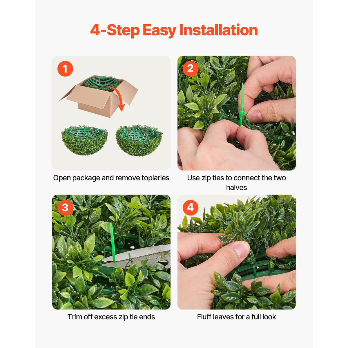 Artificial Topiary Ball, 584mm Faux Boxwood Plant Balls, Fake Silk Tree Look Real, Easy Assembly for Decor Front Porch Outdoor Patio Garden Balcony Backyard and Indoor Home Wedding, Green