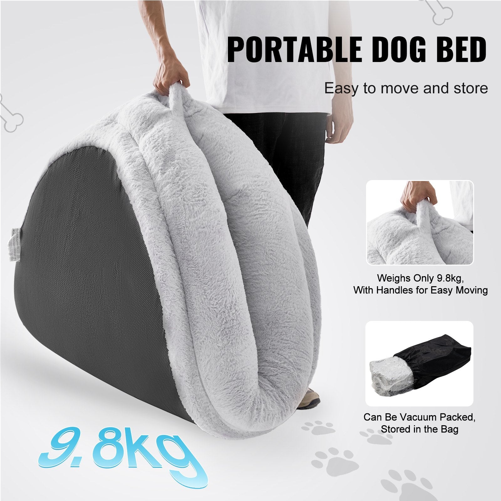 Dog Beds: VEVOR Human Dog Bed 1825x1220x254 mm Human Size Dog Bed Washable Faux Rabbit Fur