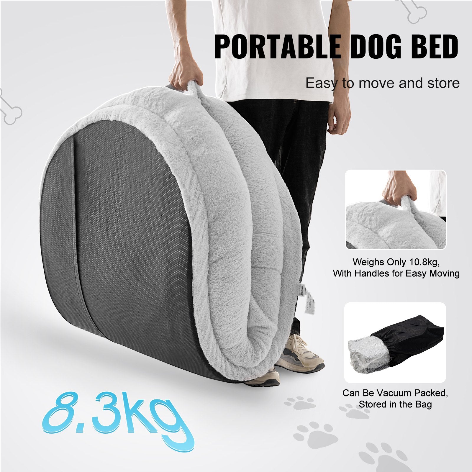 Dog Beds: VEVOR Human Dog Bed 1720x890x250 mm Human Size Dog Bed Washable Faux Rabbit Fur