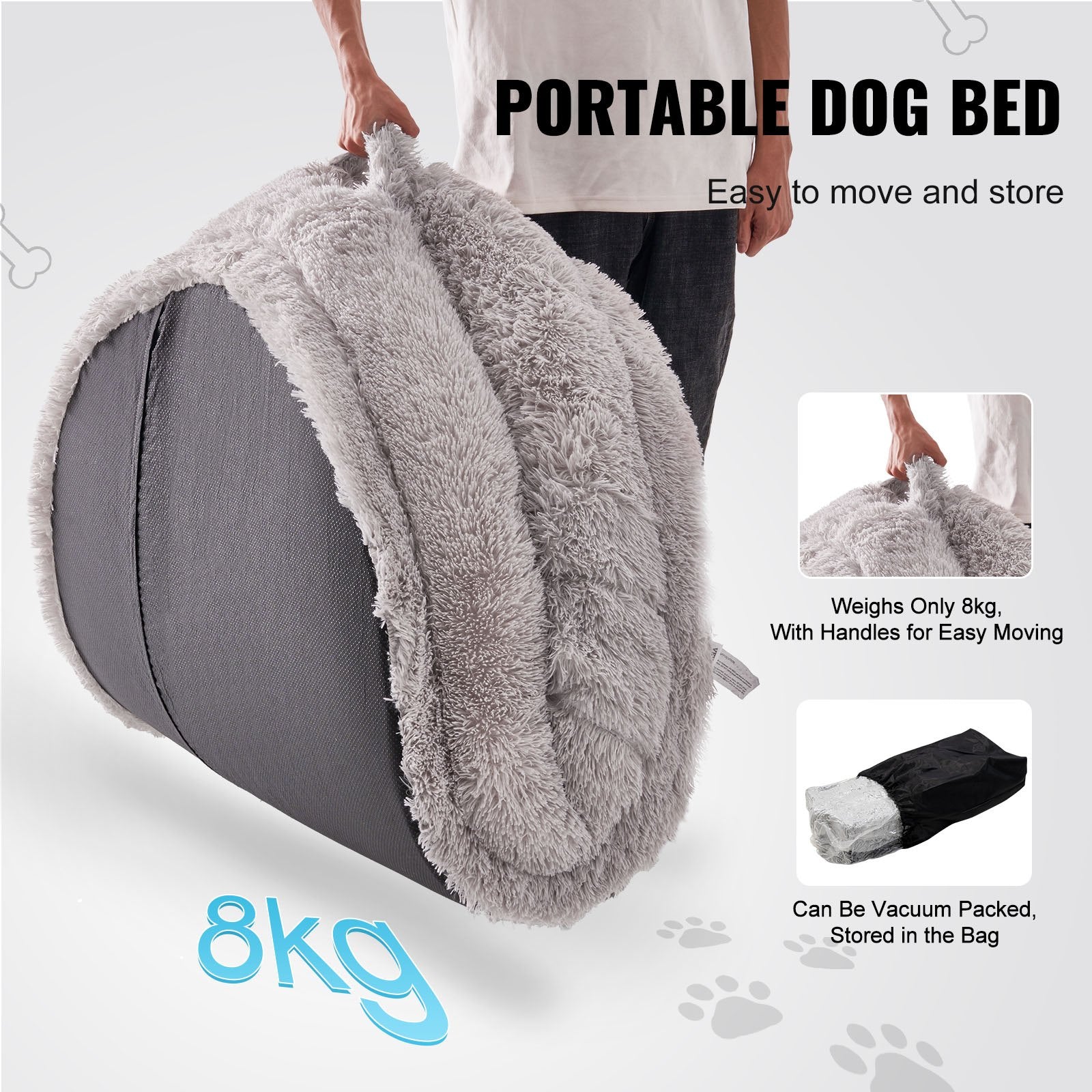 Dog Beds: VEVOR Human Dog Bed 1820x1220x250 mm Human Size Dog Bean Bed Washable PV Velvet